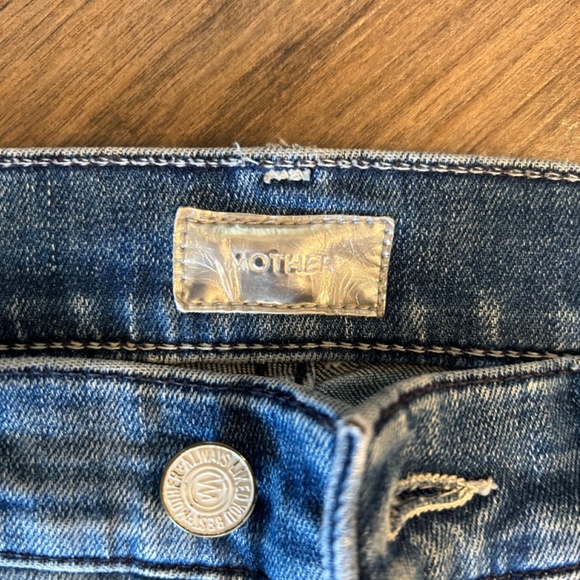 MOTHER Blue Frayed Hem Jeans - Picture 3 of 6